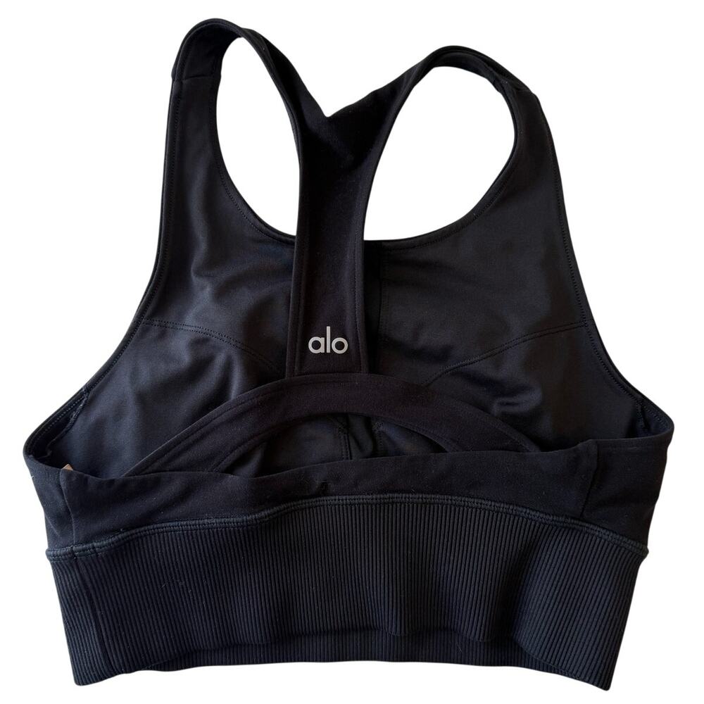 ALO Yoga Cropped Compression Sport Tank Top Size S Black Excellent Condition